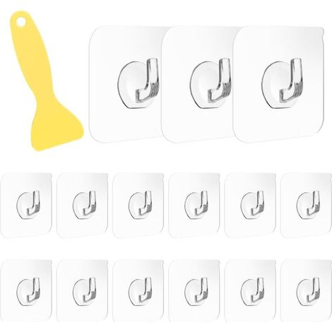 24-teiliges Set transparenter Klebehaken – Multifunktionale selbstklebende Haken für Küche, Bad und Büro