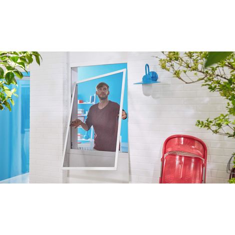 Tesa Insect Stop ALU Comfort Zanzariera per Finestre - Con Telaio Regolabile in Alluminio - Senza Perforazione - Bianco - 100 cm x 120 cm (1/5)