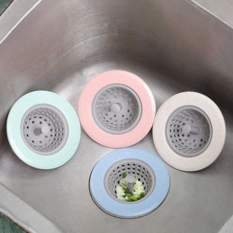 Tbest Filtre évier cuisine silicone 4pcs - Attrape cheveux, protection anti-obstruction durable (1/4)