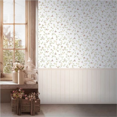 Photo wallpaper wall Profhome 398051 hot embossed non-woven wallpaper slightly textured with floral pattern matt cream cream pink green 1,59 m x 2,8 m (1/5)