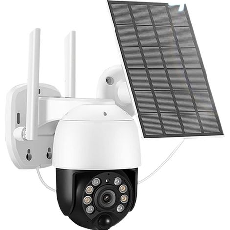 Caméra de sécurité à Domicile 4G Carte SIM caméra Solaire Batterie intégrée extérieure 3MP PTZ WiFi sans Fil CCTV sécurité Surveillance Cam PIR Motion (Size : 3MP WiFi 128G SD) (1/5)