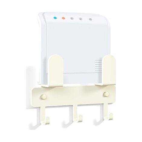 Shelf for Decoder, Cache Box Internet Wall Mounted, Storage Box for WiFi Router and Power Strip without Drilling, White (1/5)