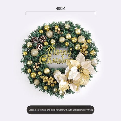Guirlande de Noël 40 cm, déco porte d'entrée avec pommes de pin et baies, artificielle pour fête, table, cheminée, porche, mur, Nouvel An, sapin, 1 pièce (1/2)