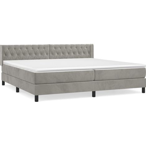 Maison Exclusive - Giroletto a Molle con Materasso Grigio Chiaro 200x200cm Velluto (1/5)