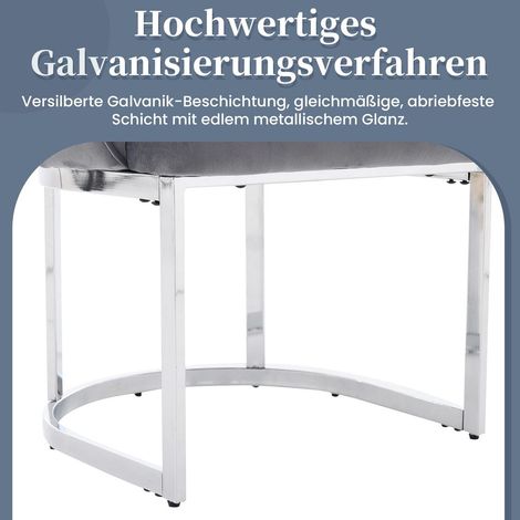 Lot de 6 chaises de salle à manger en velours gris avec pieds métalliques argentés, design moderne (1/5)