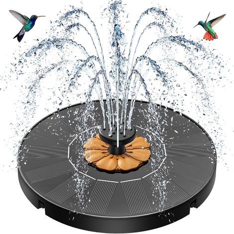 Fontaine Solaire 3.5W Fontaine Solaire Exterieure de Jardin, 2025 Upgrade Pompe Solaire Bassin Exterieur avec 8 Buse pour Bain d'oiseau, Étang, Piscine, Patio, Décoration de Jardin (Noir) (1/5)