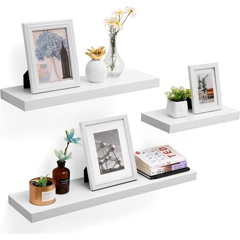 VASAGLE Étagère Murale, Tablette Flottante, Étagère Suspendue, pour Livres, Photos, décoration, 80 x 20 x 3,8 cm, en MDF, pour Salon, Cuisine, entrée, Chambre, Salle de Bain, Blanc par (1/5)