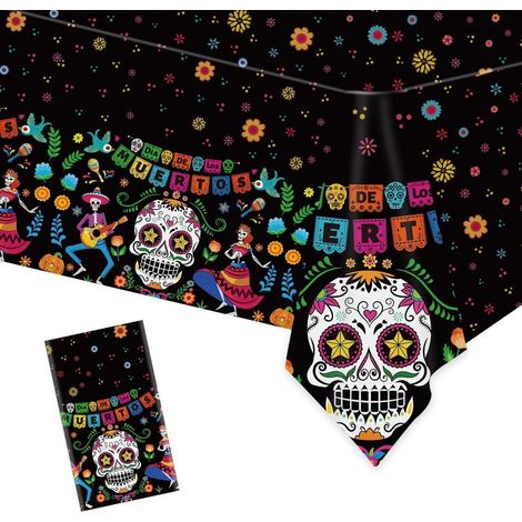Tischdecke Dia De Los Muertos Totenkopf Mexikanische Fiesta Halloween Party 274x137cm Kunststoff