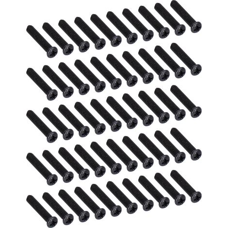 Maschinenschraube mit gewölbtem Zylinderkopf DIN 7985, schwarz verzinkter Stahl, Vollgewinde, Packung mit 50 Stück M4x20, Hochleistungsbefestigungselemente. (1/5)