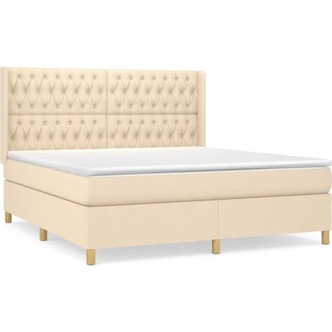 Maison Exclusive - Giroletto a Molle con Materasso Crema 180x200 cm in Tessuto (1/5)