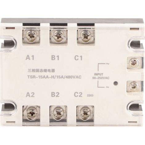 Three-phase solid-state relay, fast switching speed, noiseless, AC to SSR 90-250VAC 24-480VAC TSR 15AA H (15A) (1/5)