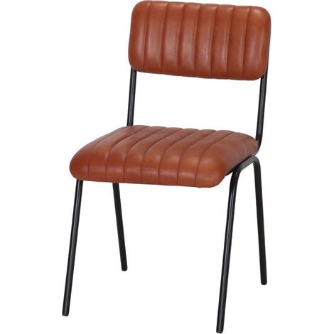 AUTRES Chaise en cuir avec un style industriel Mid Century - modèle 042 - marron (1/4)