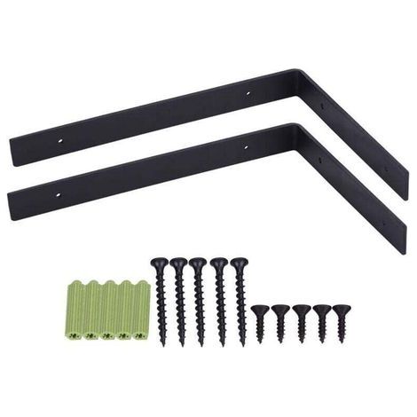 Set of 2 Wall Shelf Brackets, Heavy Duty Industrial Shelf Supports, Heavy Duty Brackets, L-Shaped Brackets, 5 mm Thick with Screws (30 cm) (1/4)