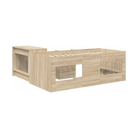 Lit haut pour enfant (avec bureau), ensemble 2 pièces, chêne Sonoma, chêne naturel élégant, pour chambre, décor moderne, facile à assembler