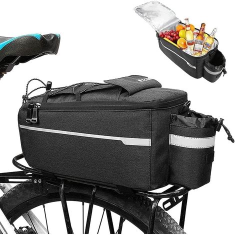 Portapacchi posteriore multifunzionale da 10 litri con sella da bicicletta rimovibile, borsa a tracolla, nero, raffreddamento rapido. (1/3)