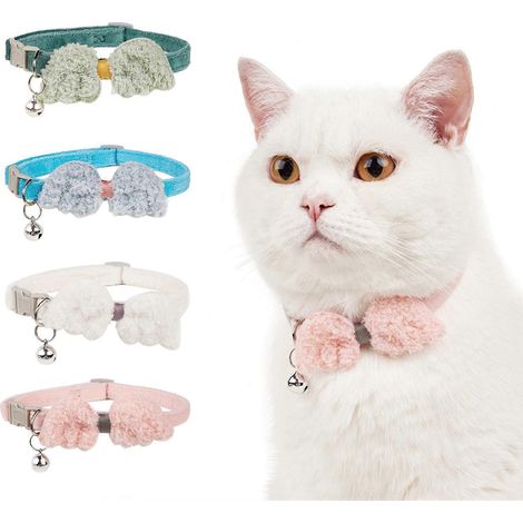 Collier pour petits chiens, collier ajustable pour animaux de compagnie avec un joli décor d'ailes d'ange (1/4)
