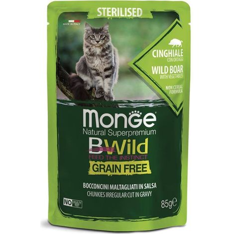 Monge BWild Cat Sterilisiertes Wildschwein mit Gemüse in Sauce 85 g