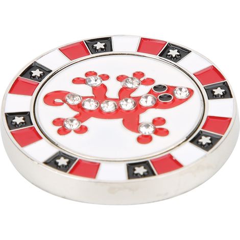Marqueur de balle de golf en alliage de zinc double couche, clip magnétique pour casquette, accessoire cadeau Rouge/Lézard (1/5)