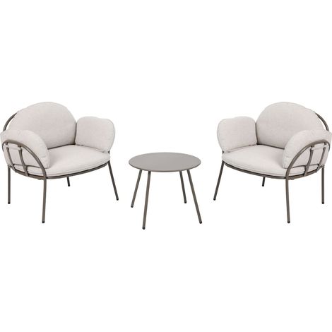 Axi Ziva Salon De Jardin Avec Table Et 2 Chaises Coussins Inclus Ensemble Pour Balcon/Extérieur 3 Pièces En Oléfine/Acier, Couleur Beige Mobilier D'Extérieur / Fauteuils Lounge - 2 Personnes (1/5)