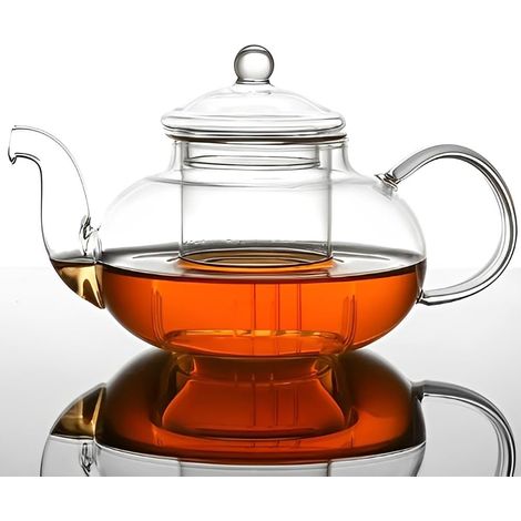 1000ml Théière en Verre Borosilicate avec Bobine de Filtre en Amovible, Théière en Verre résistant à la Chaleur, pour le Thé Noir, Thé Vert, Thé Parfumé, Thé en vrac, Thé à fleurs (1/5)