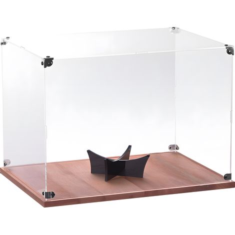 Vitrine de présentation Acrylique Bois Transparente 35x25x25cm Base Solide Anti-UV pour Balle Baseball Football Collection (1/3)