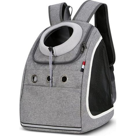 Gris - Sac à dos portable pour chien confortable et respirant pour petits chiens, chiots, chats, animaux de compagnie, voyage, randonnée (1/5)