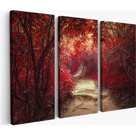 Tableau triptyque sur toile - Chemin en forêt (1/2)