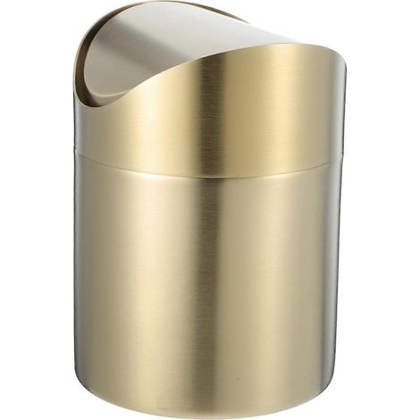 Poubelle en acier inoxydable avec couvercle basculant, mini poubelle de comptoir pour salle de bain, poubelles de bureau dorées, petites poubelles de cuisine avec sac poubelle. (1/5)