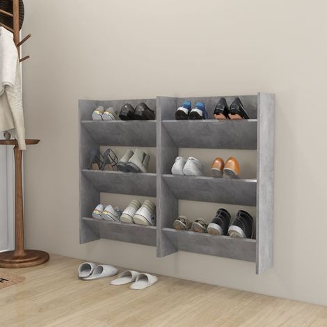Wand-Schuhschränke 2 Stk. Betongrau 60x18x90 cm Holzwerkstoff vidaXL