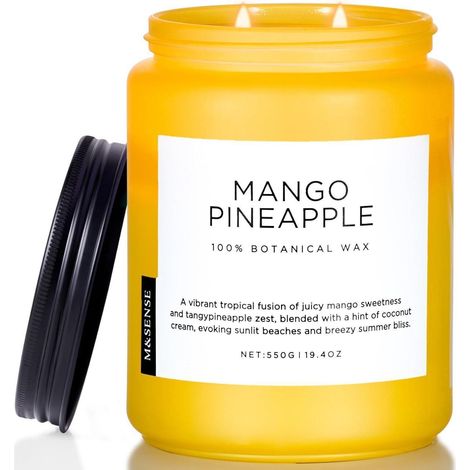 Duftkerze Mango-Ananas 550g mit 110h Brenndauer, Sojawachs, 2 Dochte (1/5)