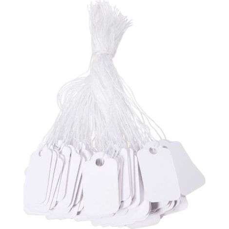 Lot de 500 étiquettes de prix blanches avec ficelle pour vêtements, bijoux, bagues – 23 x 13 mm (1/4)