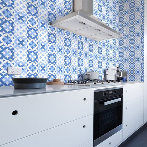 Sticker Mural Carrelage adhésif Cuisine Salle de Bain - 60 STICKERS CARRELAGES AZULEJOS LORENZ - 60stickers10x10cm (1/5)