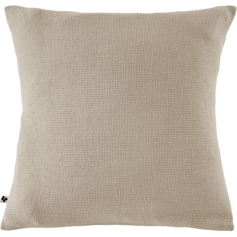 Taie d'oreiller 80x80cm en coton nid d'abeille coloris Ficelle - ALMARA