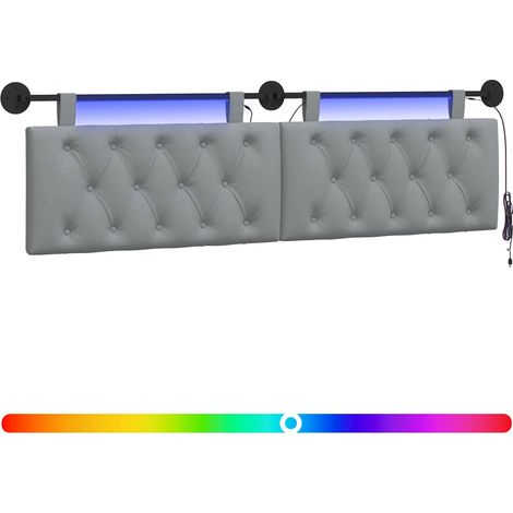 Maison Exclusive - Testiera sospesa Con luce LED Grigio Chiaro Tessuto (1/5)