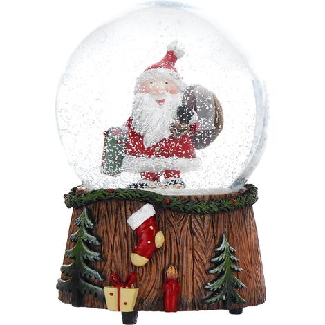 Sfera di vetro Babbo Natale con acqua e neve decorazione natalizia h 14,5 cm -Sacco (1/3)