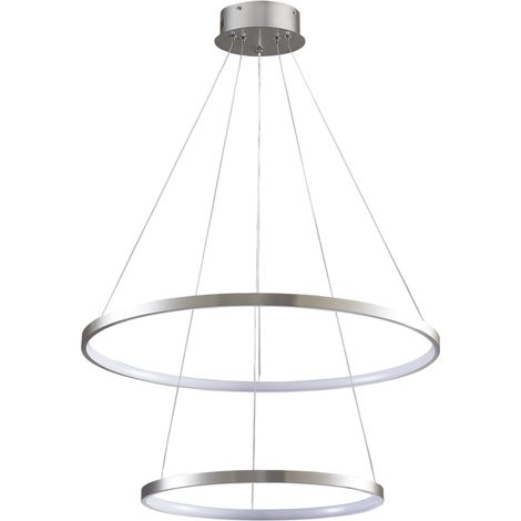 Lampadario LED Polux LEA 35W 4000K nichel Ø60 due anelli (1/5)