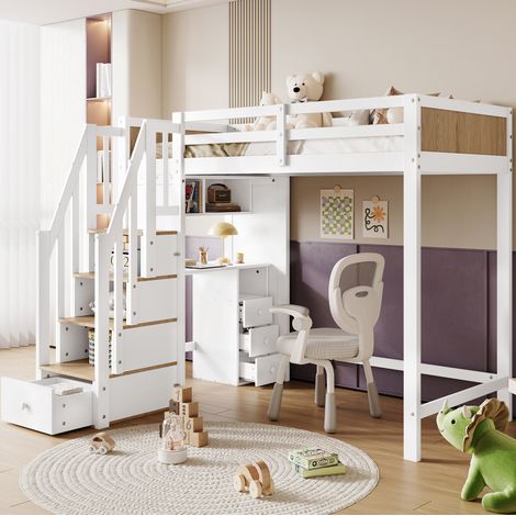cama infantil litera con escritorio 90x200 cm OKMYHOME (1/5)