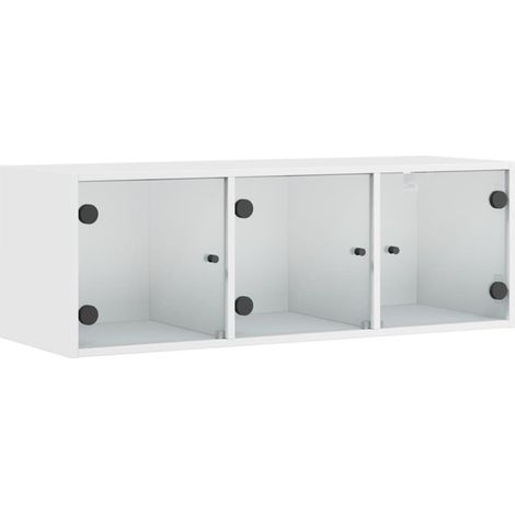 Armoire murale avec portes en verre blanc 102x37x35 cm