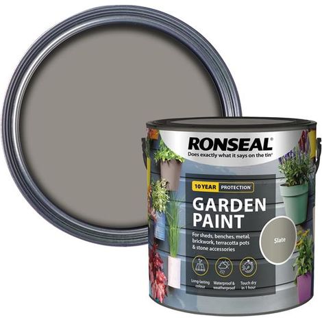 Ronseal 37431 Garden Paint Slate 2.5L Exterior Outdoor Wood Shed Metal Brick