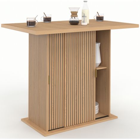 Mittelinsel 4 Personen JULIETTE 110 cm Mittelfuß mit Aufbewahrungseffekt Lattenrost Holzleisten