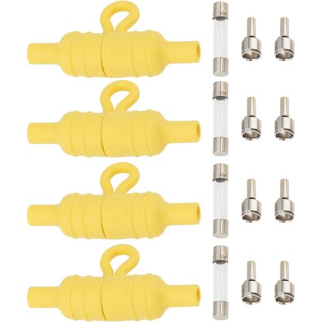 4 x Porte-Fusible Étanche Tube Verre en Ligne 30a 12v 24v pour Voiture Bateau rv Camion atv utv Moto Remorque 12v 24v dc 30a Protection en Ligne (1/5)