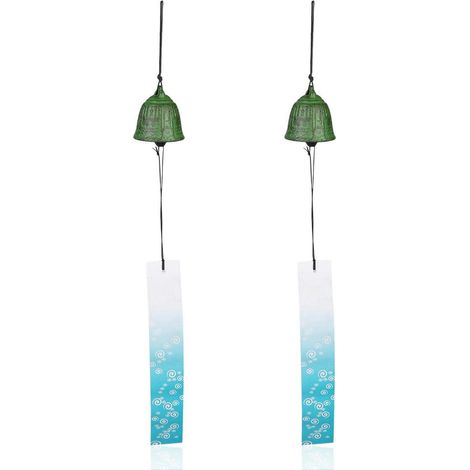 2er Set Japanische Windspiele Gusseisen, Glücksbringer für Garten & Fenster