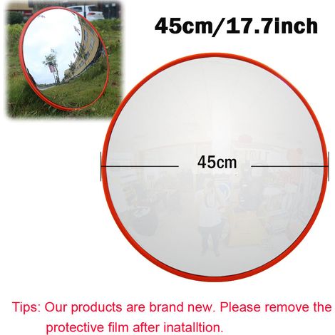 Miroir convexe pour garage et entrée Angle de vision large, sécurité incurvée 45cm