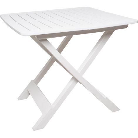 Dmora Klappbarer rechteckiger Campingtisch, Made in Italy, 79 x 72 x 70 cm, Farbe Weiß (1/3)