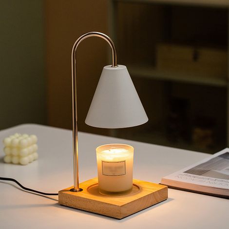 Lampe d'aromathérapie pour fondre la cire, interrupteur à bouton, veilleuse en bois pour chambre à coucher, veilleuse de chevet, parfum sans fumée, Table d'ambiance