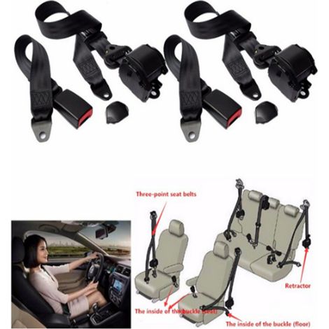 Ceinture de sécurité réglable 3 points ceinture de sécurité de voiture universelle automatique télescopique ceinture de sécurité de voiture pour Go Kart Club Golf chariot véhicule camion 2pcs (1/2)