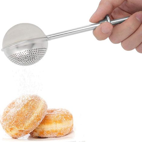 Puderzuckerstreuer, Set aus 2 teleskopierbaren Edelstahlstreuern für Puderzucker und Mehl, Streuer/Sieb/Rührstab für Zucker, Mehl und Gewürze, Küchen- und Backutensilien.