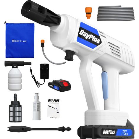 Hidrolimpiadora eléctrica inalámbrica con boquilla ajustable y 2 baterías. (1/2)
