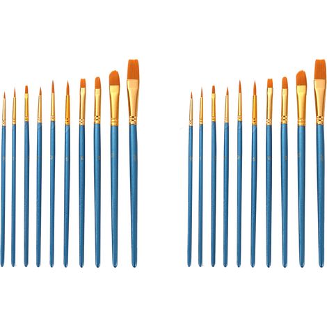 Ensemble de 20 pinceaux en nylon pour peinture acrylique, huile, aquarelle, maquillage artistique (visage, ongles, roches). (1/5)