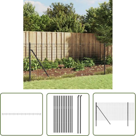 The Living Store Clôture en treillis métallique anthracite 0,8x25 m - Clôture Métal - Clôture Jardin - Clôture Rigide - Clôture Anthracite - Clôture Sécurité (1/5)